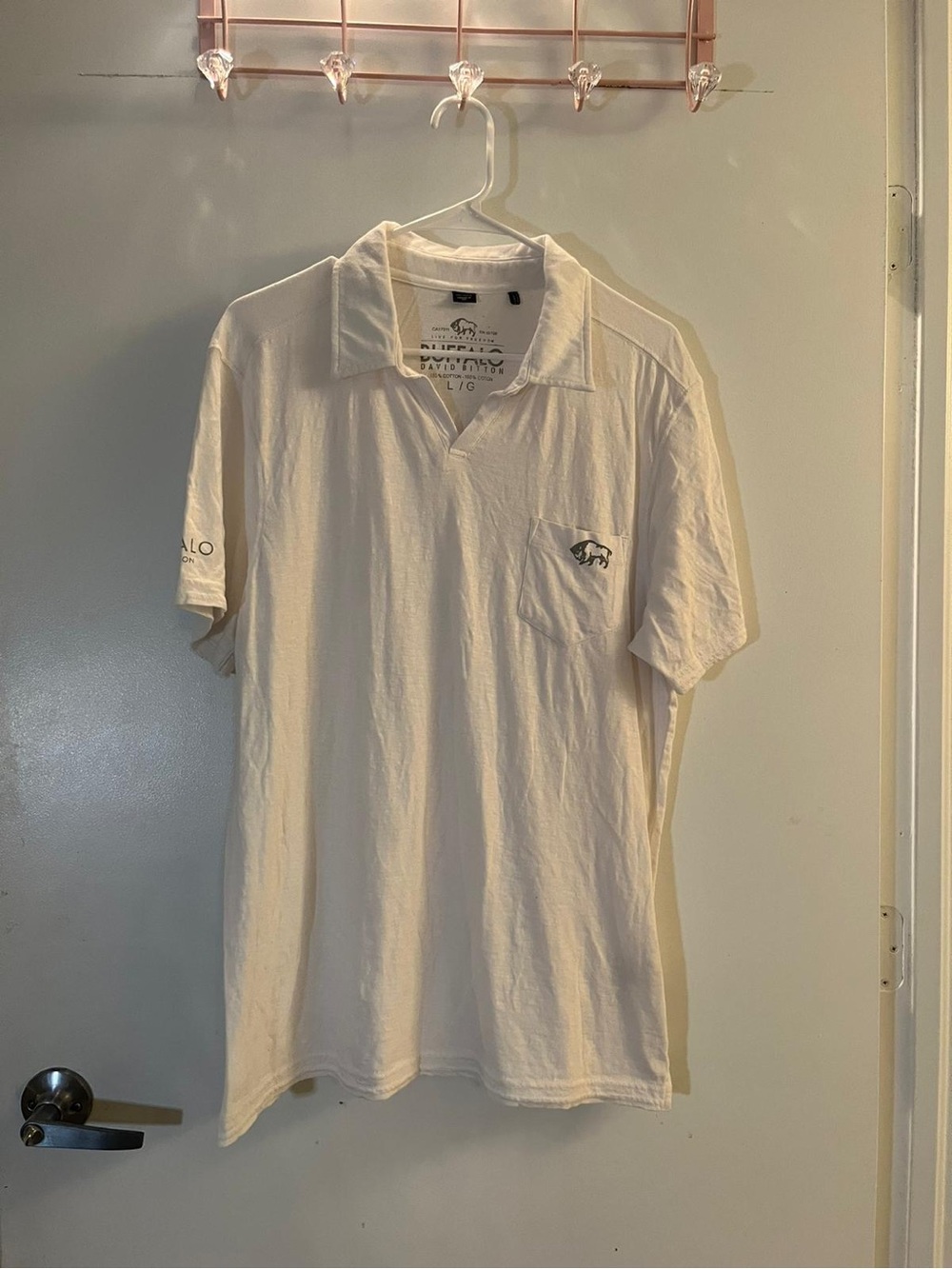 Buffalo David Bitton Off-White Short Sleeve Polo with Pocket